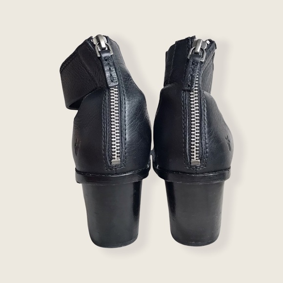 Frye Black Leather Brielle Chic Ankle Sandal Heels - Picture 13 of 16